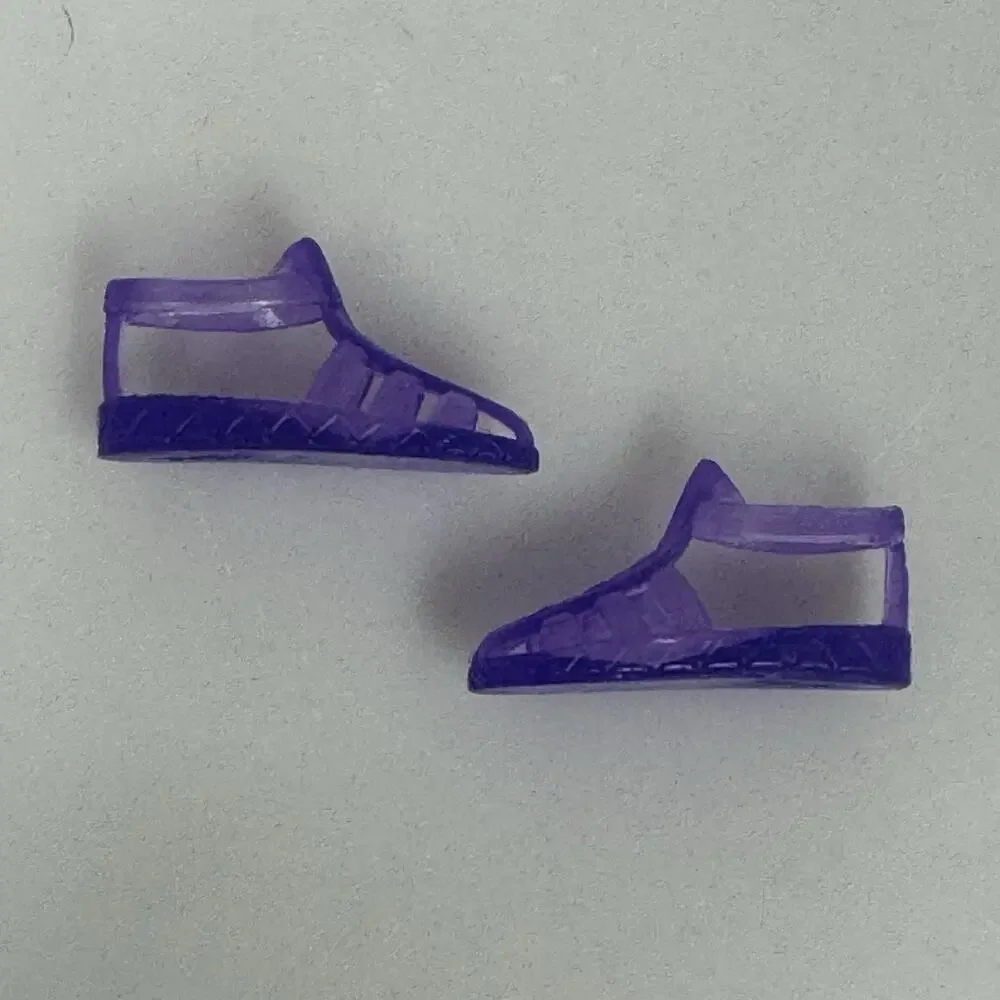 Vtg Barbie Doll Shoes Translucent Purple Strappy Flat Jelly Sandals 90’s
